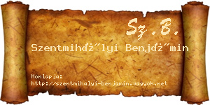 Szentmihályi Benjámin névjegykártya